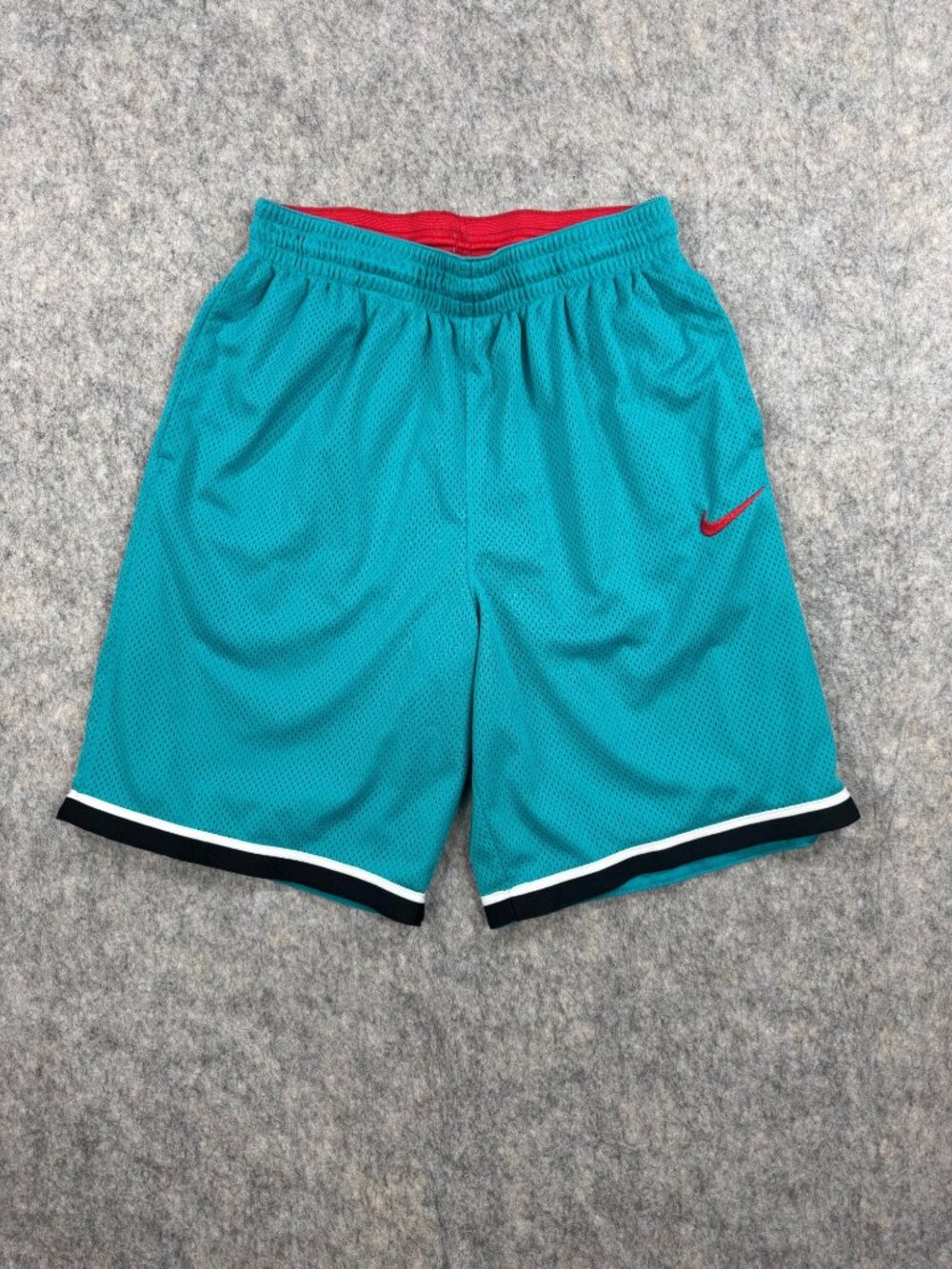 Nike Dri Fit Mens Baskball Shorts Blue Mesh Sz L 9" Red Contrast